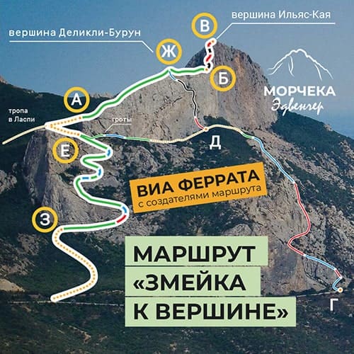 Морчека Эдвенчер - Виа феррата на Ильяс-Кая маршрут Змейка к вершине